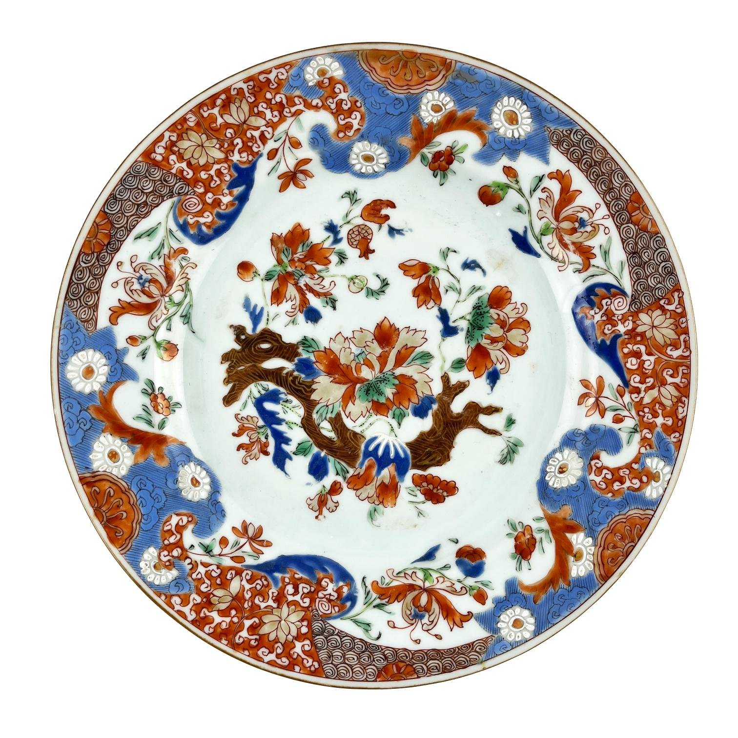 Par de platos chinos en porcelana Compañía de Indias