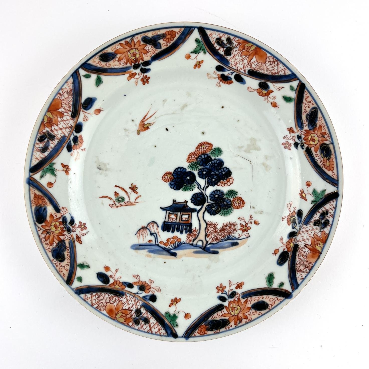 Par de platos chinos en porcelana Compañía de Indias