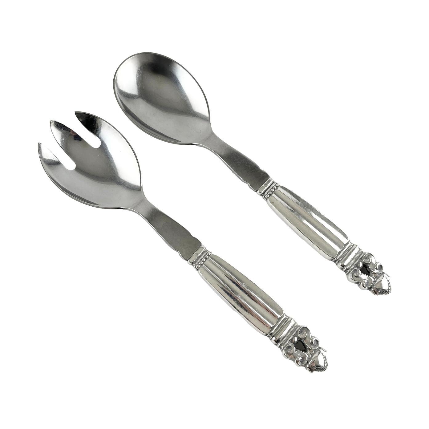 Par de cubiertos dinamarqueses en plata Jensen