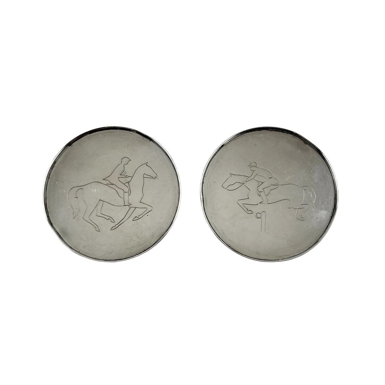 Par de apoyavasos dinamarqueses en plata Jensen