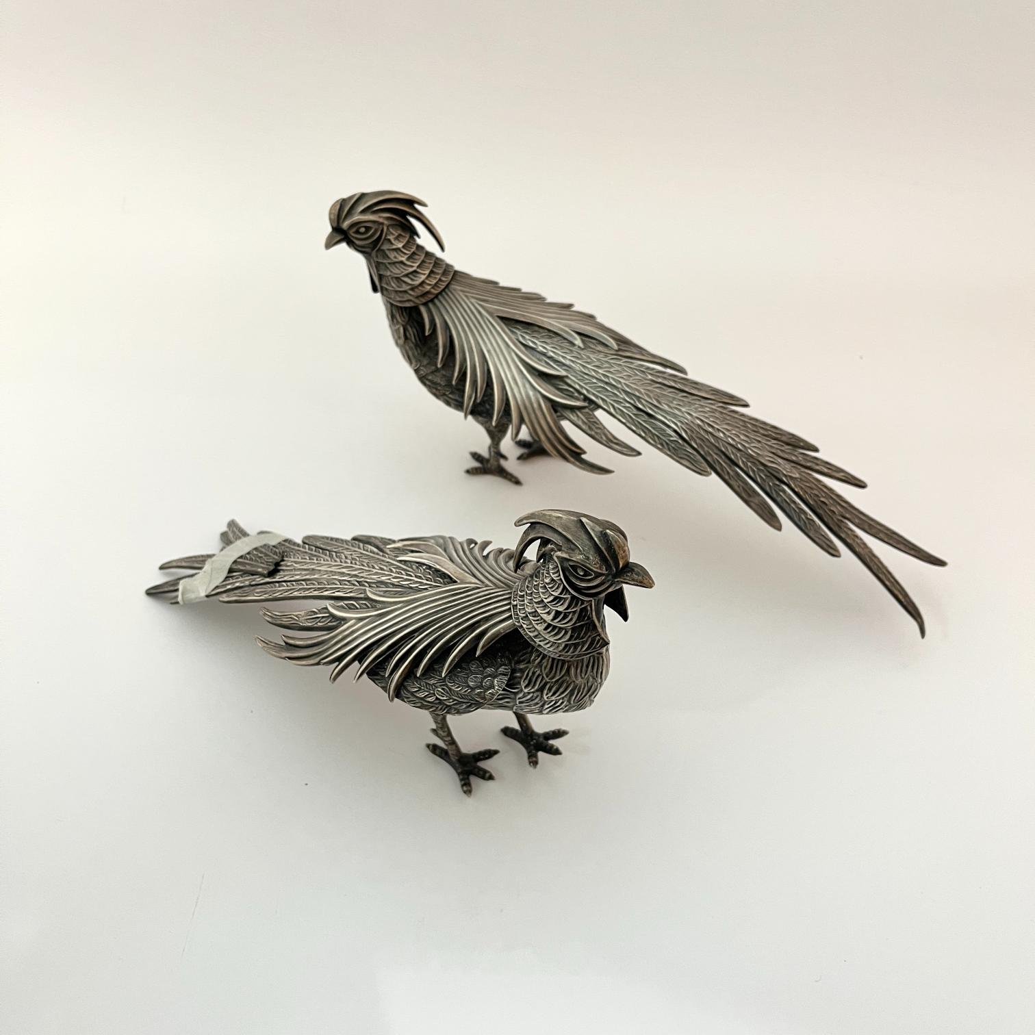 Par de faisanes peruanos en plata