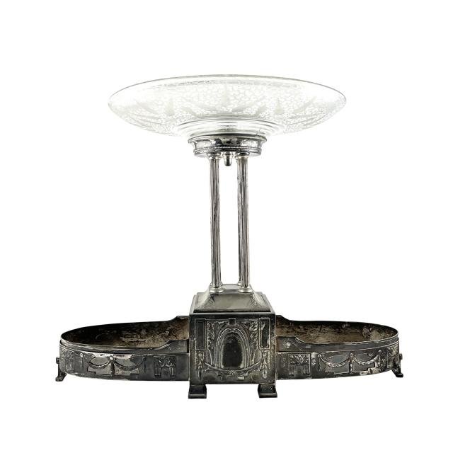 Centro de mesa góndola en metal plateado