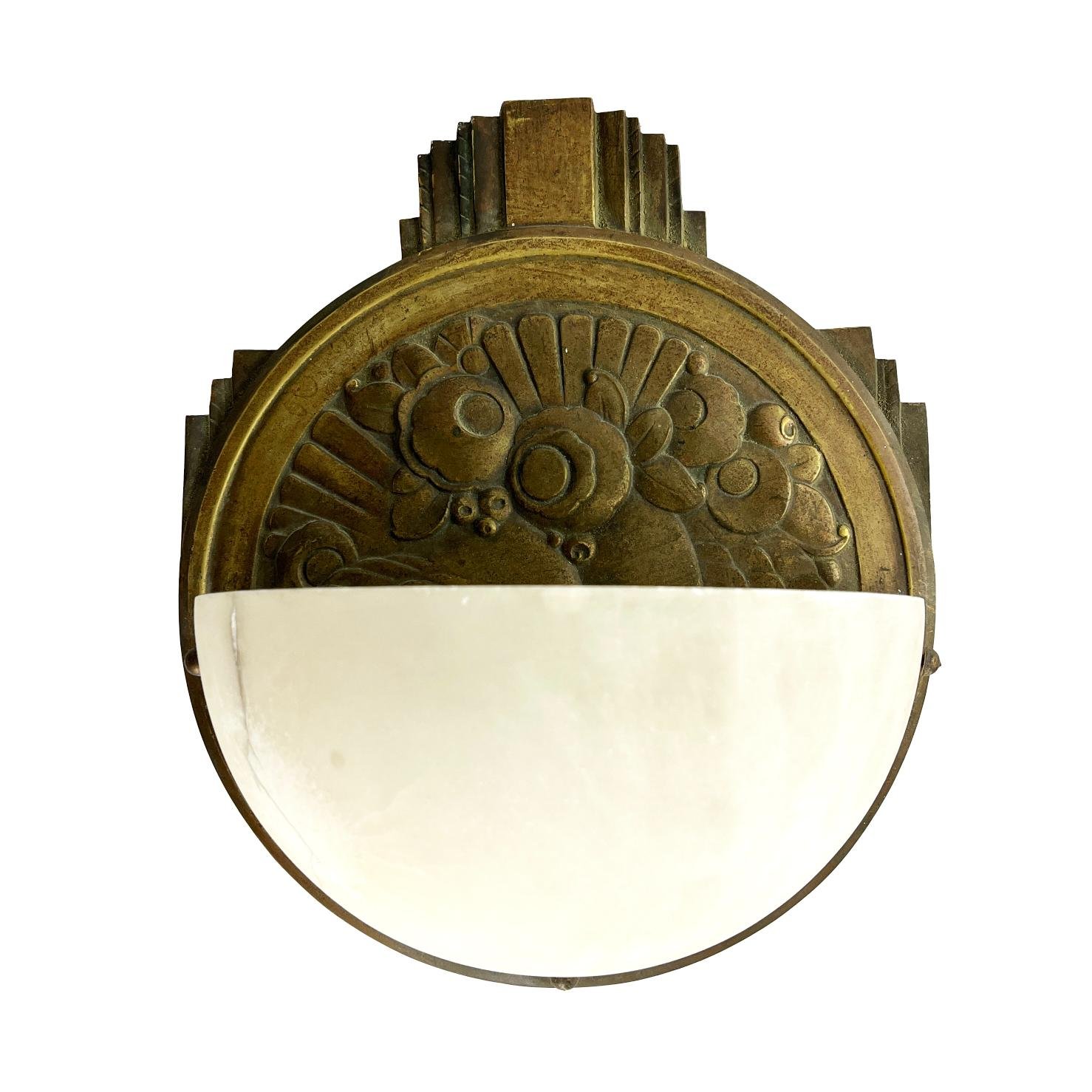 Par de apliques art decó en bronce - Imagen 2