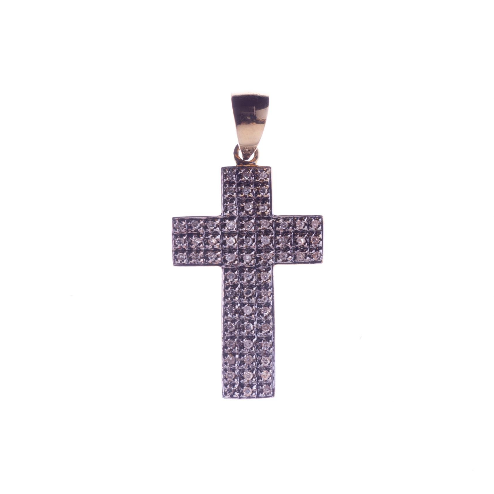 Cruz en oro 18 K y brillantes