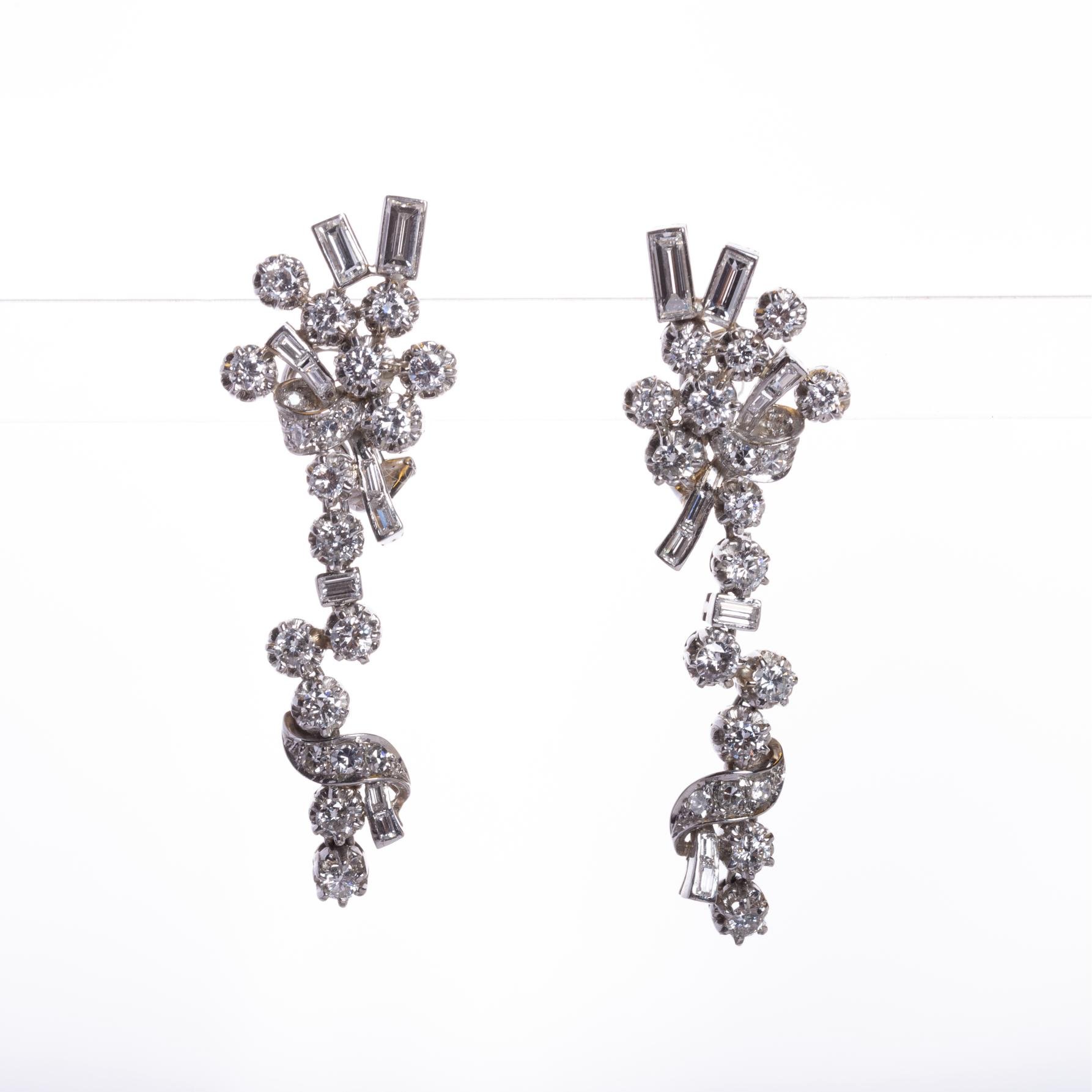 Caravanas en oro 18 K, brillantes y diamantes