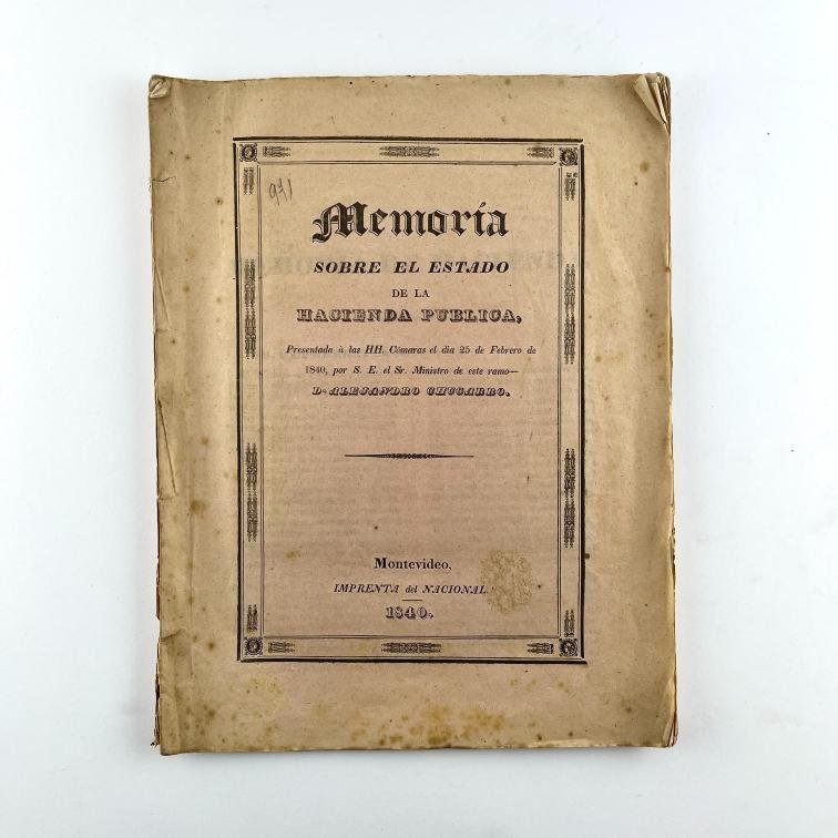 ALEJANDRO CHUCARRO. Memoria sobre el estado de la Hacienda Pública.