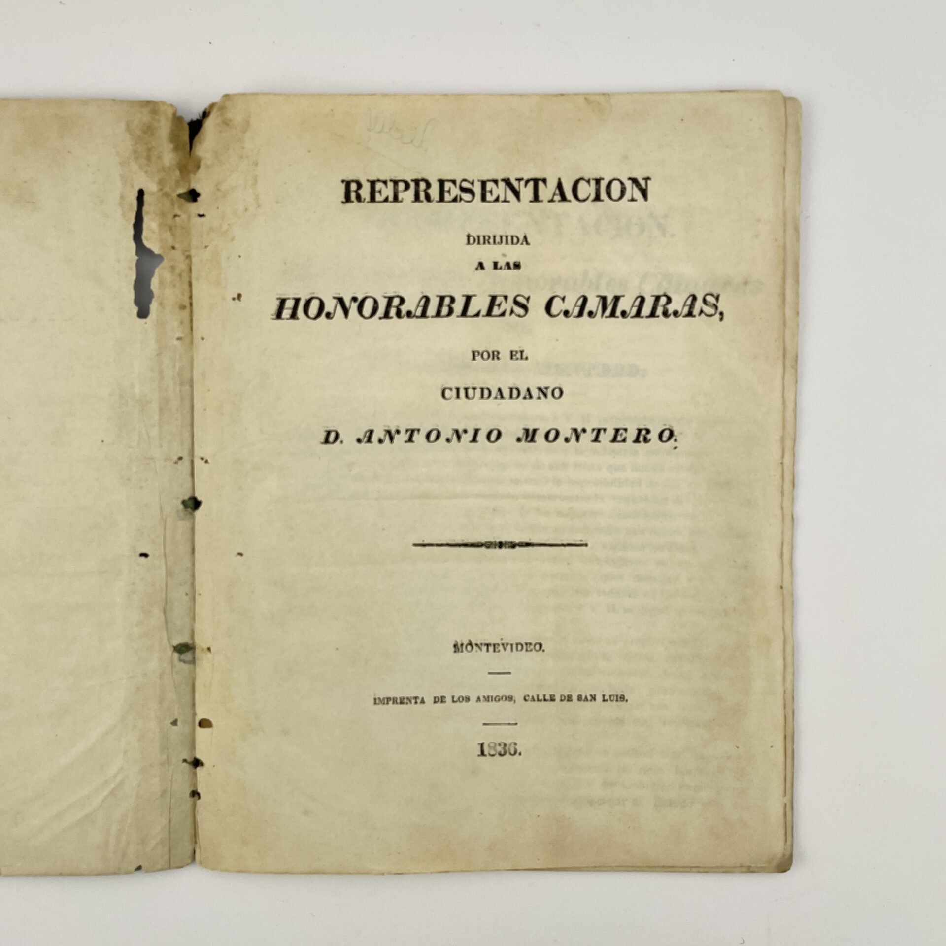 ANTONIO MONTERORepresentación dirijida (sic) a las Honorables Cámaras, por el ciudadano D. (...)