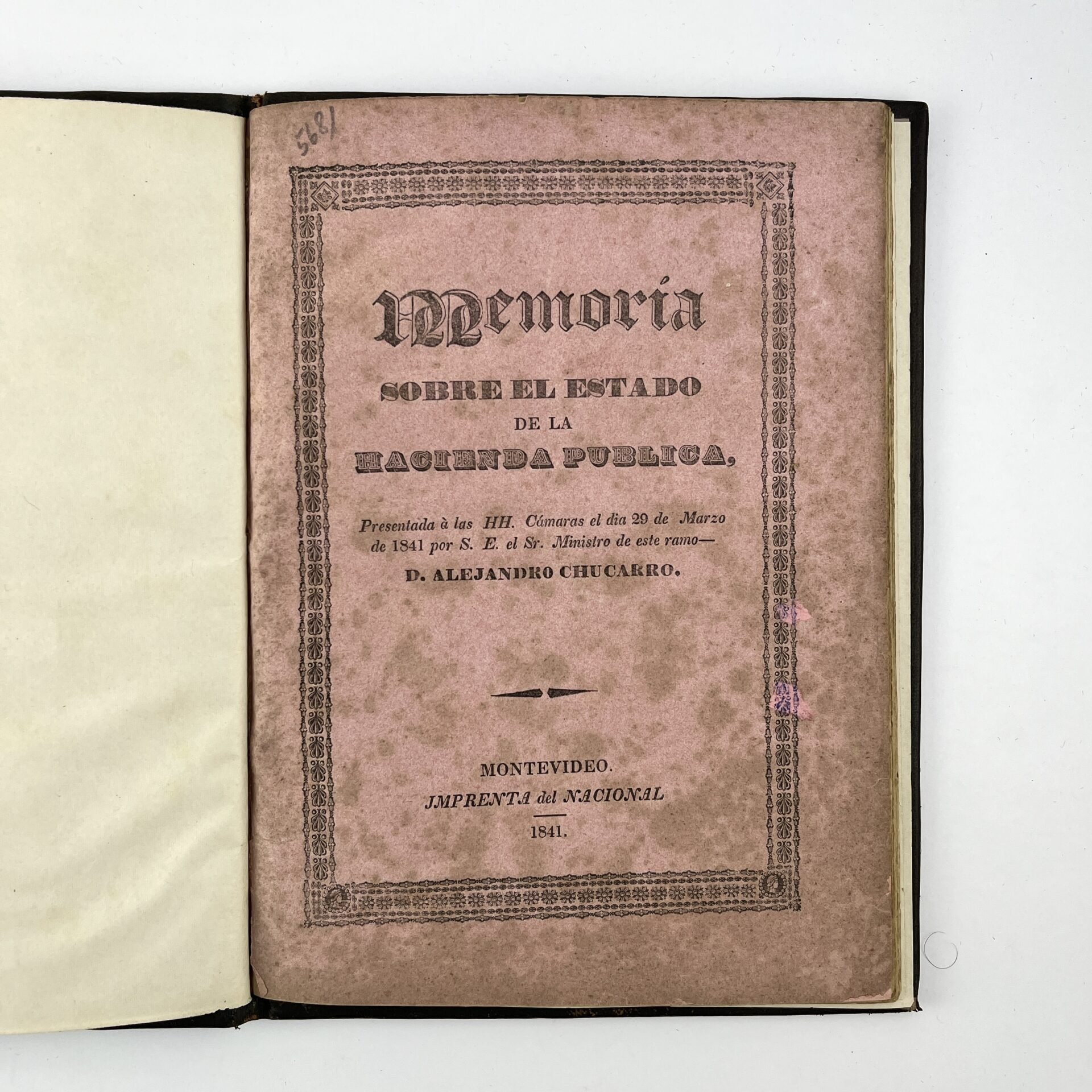 ALEJANDRO CHUCARROMemoria sobre el estado de la Hacienda PúblicaAcompañado por: Estatuto y Reglamento de la Sociedad Compradora de las Rentas de Aduana de los años 1850 y 1851