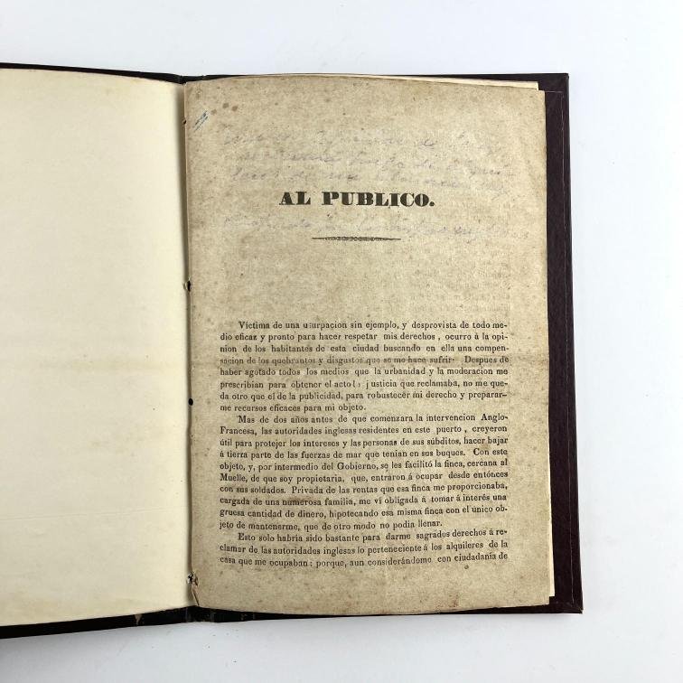 EMILIA AGUILAR DE PÉREZ. Al público. 1847.