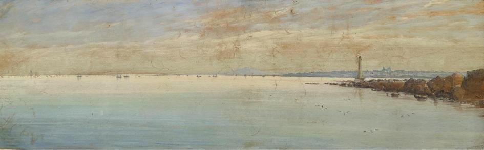 CARLO CORSETTI. Vista de Montevideo desde Punta Carretas.