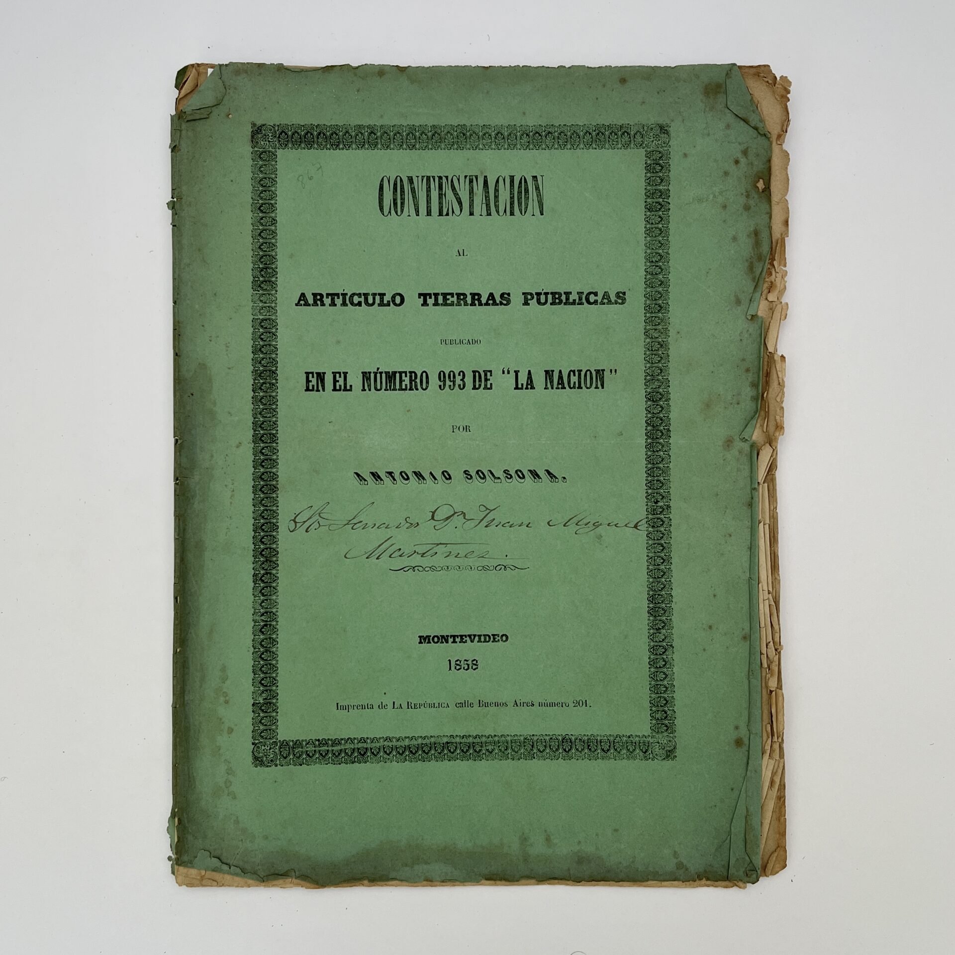 ANTONIO SOLSONAContestación al artículo Tierras Públicas