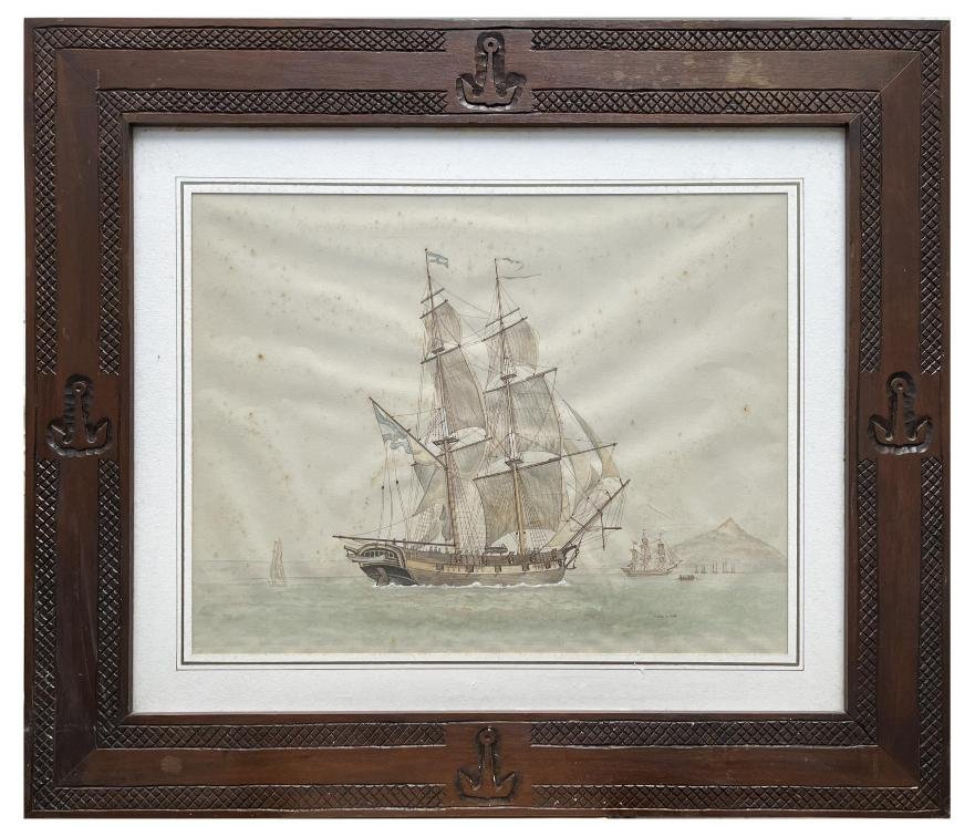 MARISA SZ. SEBÖK. Bergantín argentino General Belgrano frente a Montevideo.