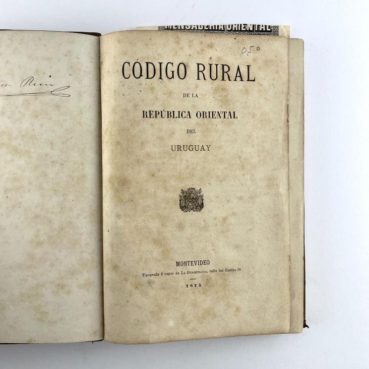 Código Rural de la República Oriental del Uruguay. 1875.