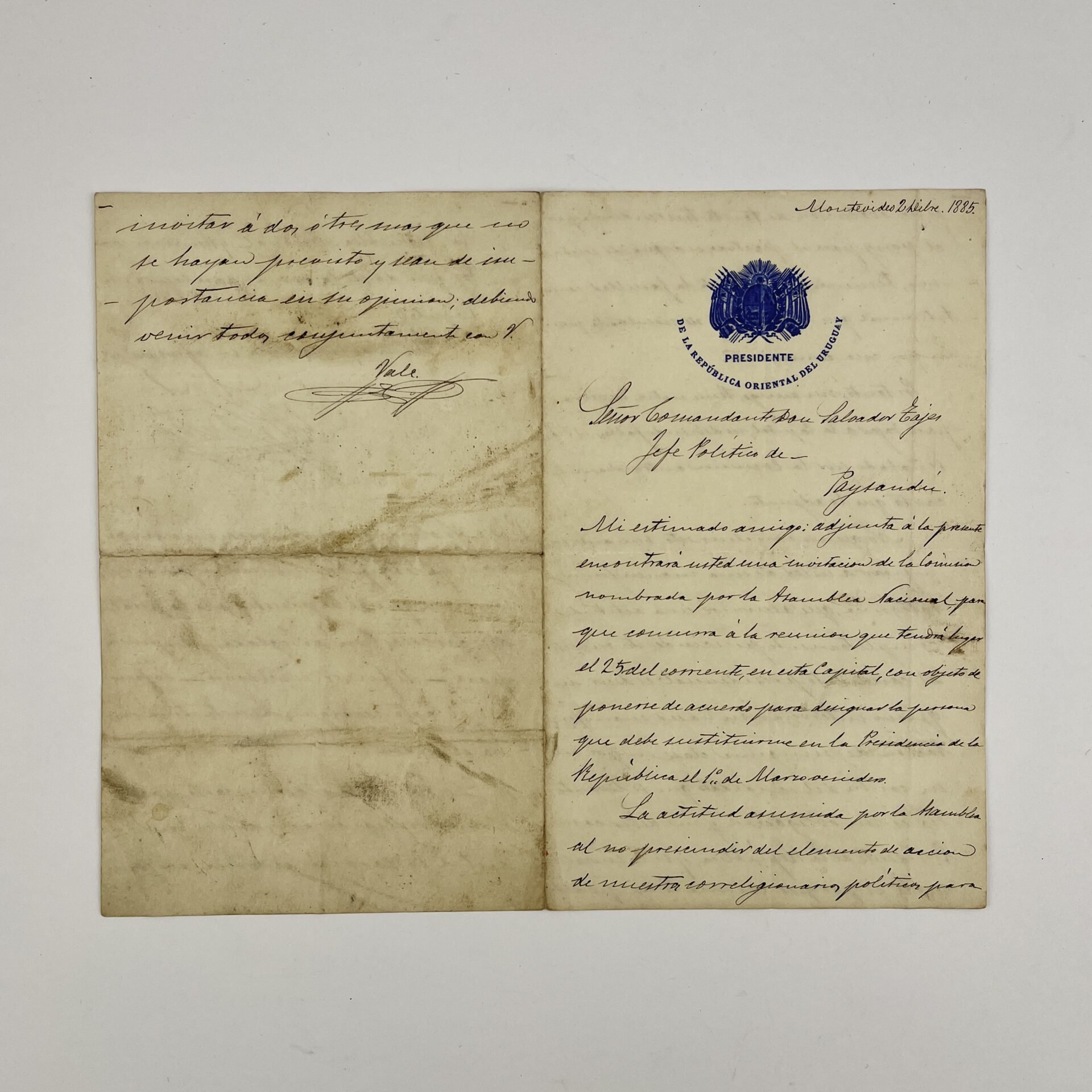 MÁXIMO SANTOSCorrespondencia dirigida al Comandante Salvador Tajes