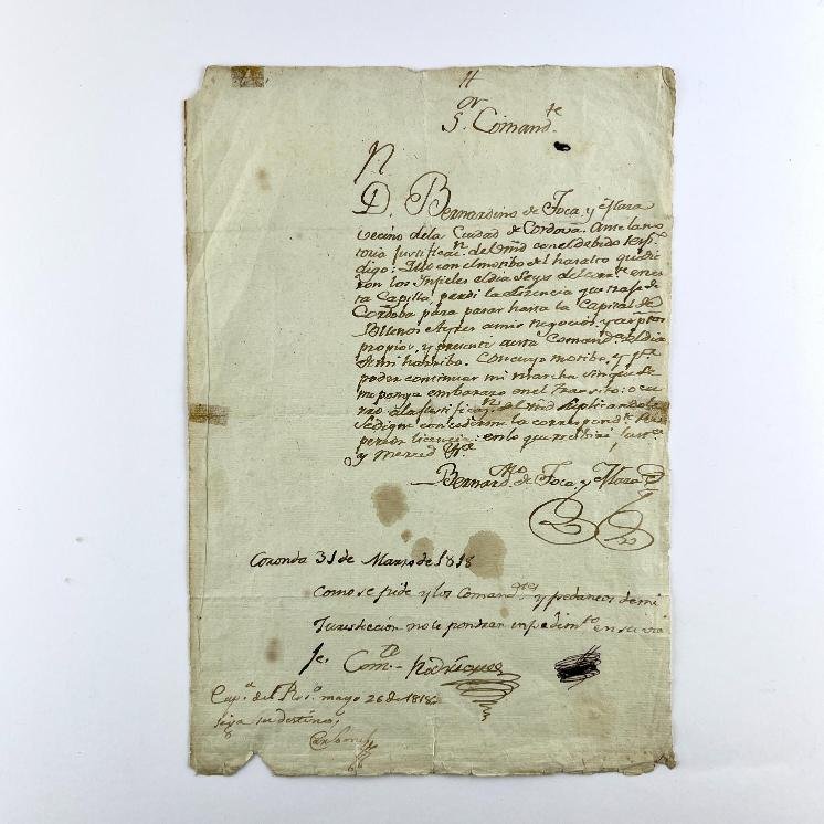 BERNARDINO DE TOCA Y MAZA. Señor Comandante.