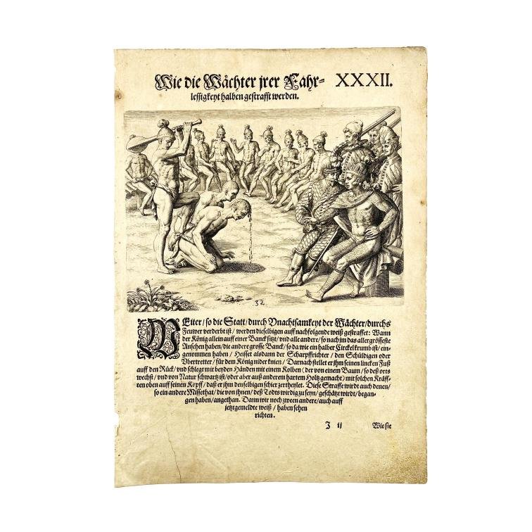 THÉODORE DE BRY. XXXII. Wie die Wächter ihrer Fahrlessigsent halben gestreckt werden.