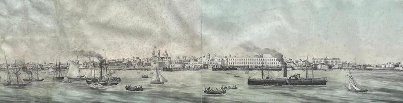 WILLEMS - MÈGE. Vista de Montevideo desde la bahía.