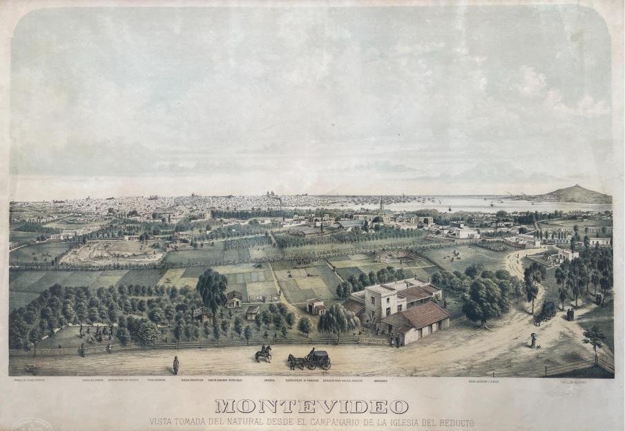 ALFREDO A. GODEL. Montevideo. Vista tomada del natural desde el campanario de la Iglesia del Reducto.