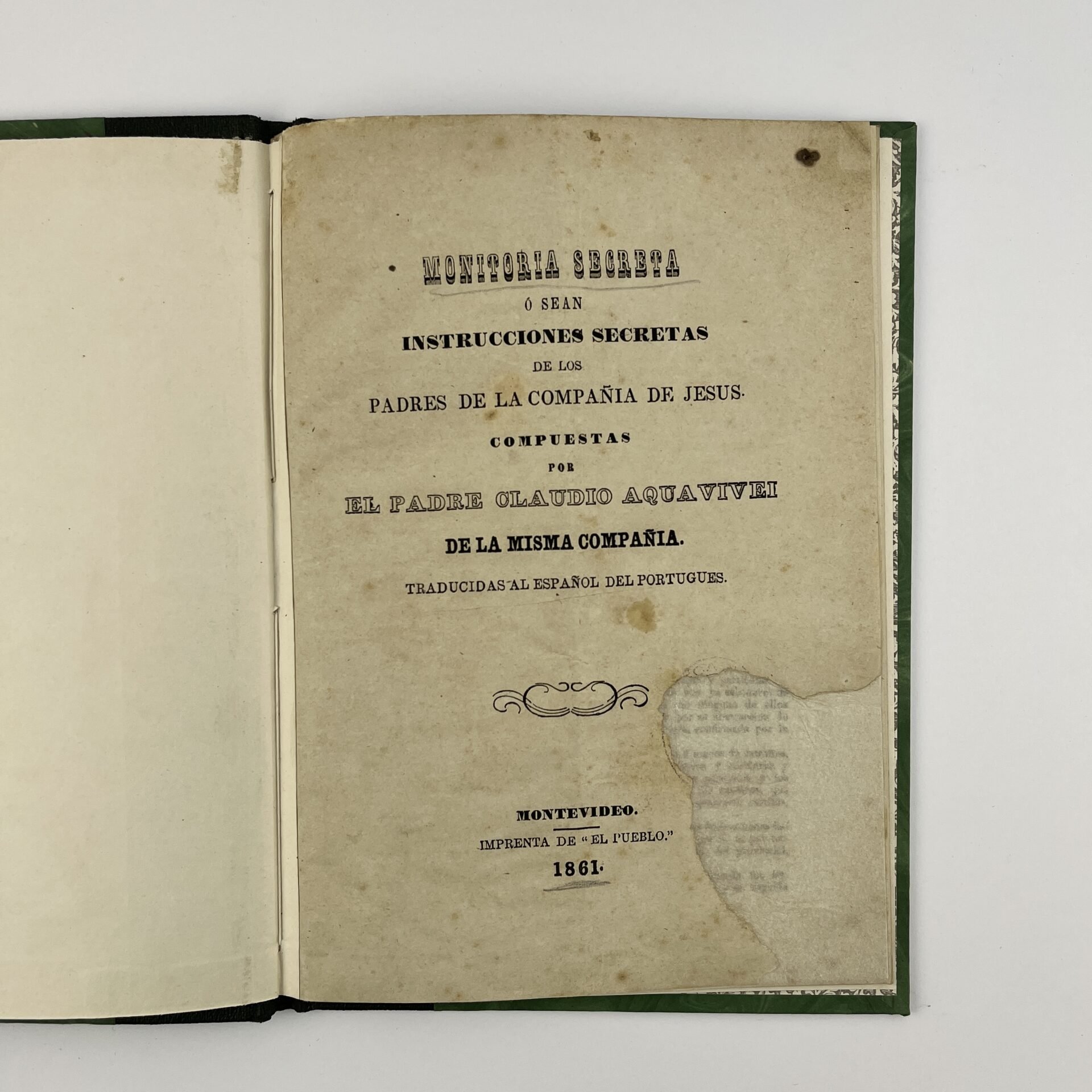 CLAUDIO AQUAVIVEIMonitoria Secreta ó sean Instrucciones secretas de los Padres de la Compañía de Jesús