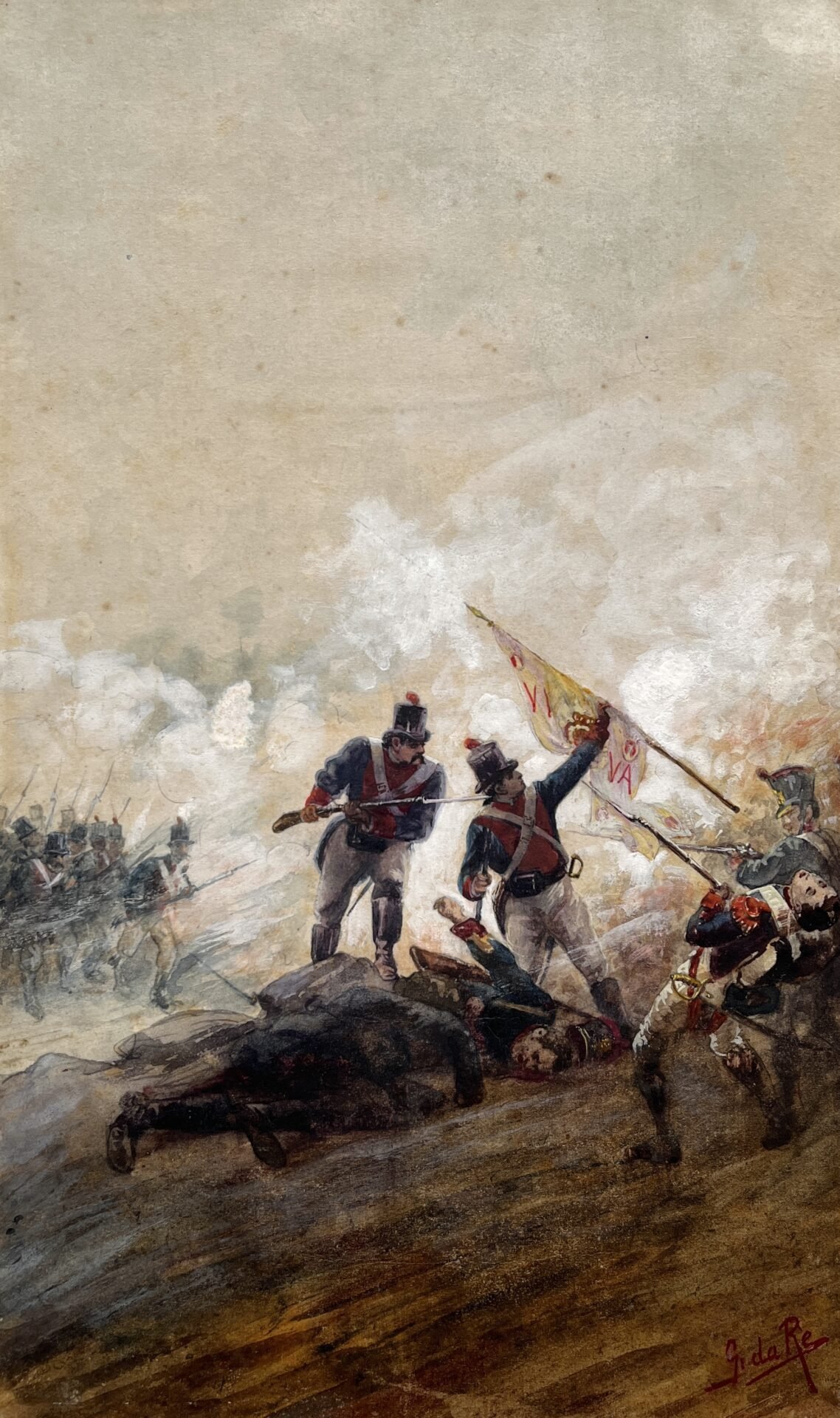 GUILLERMO DA RELos hermanos Miguel y Alejandro Gallardo arrebatando en la Batalla de Suipacha una bandera al ejército