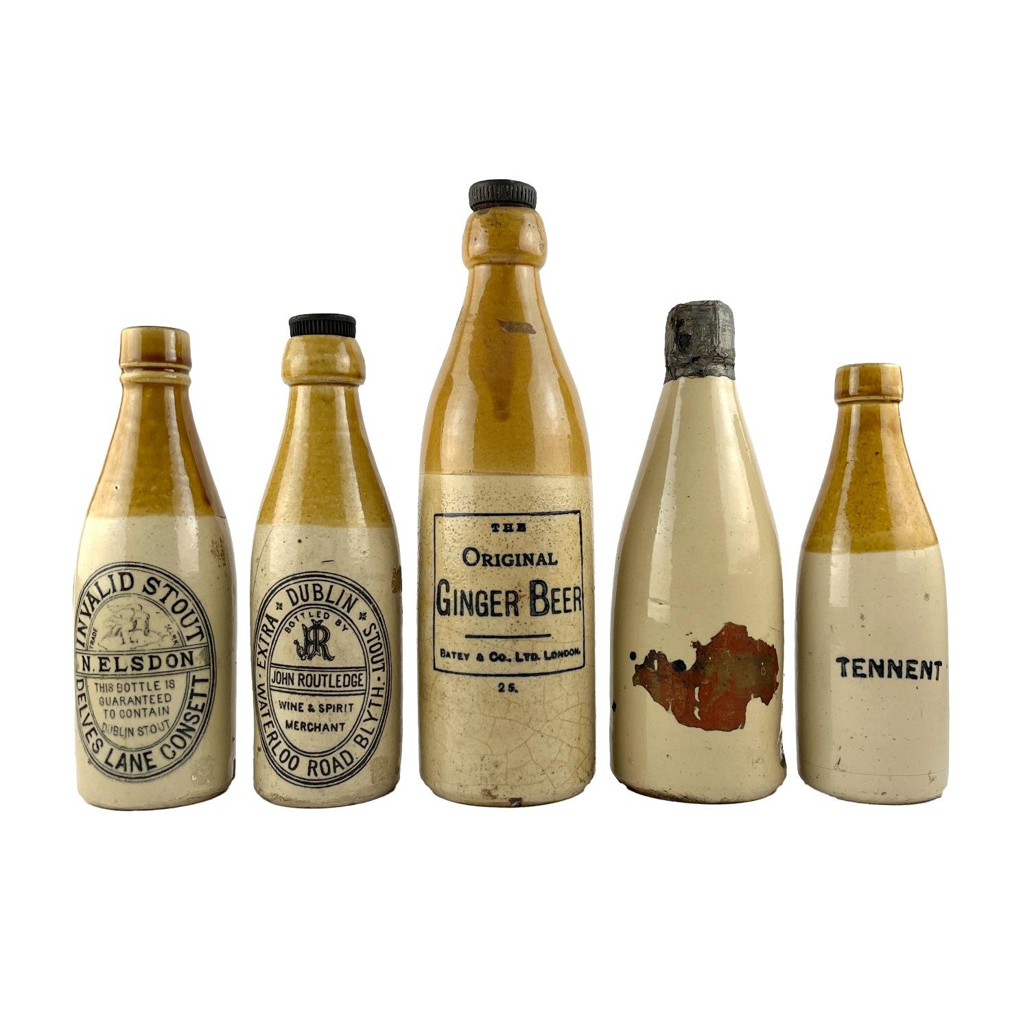 Cinco botellas en gres