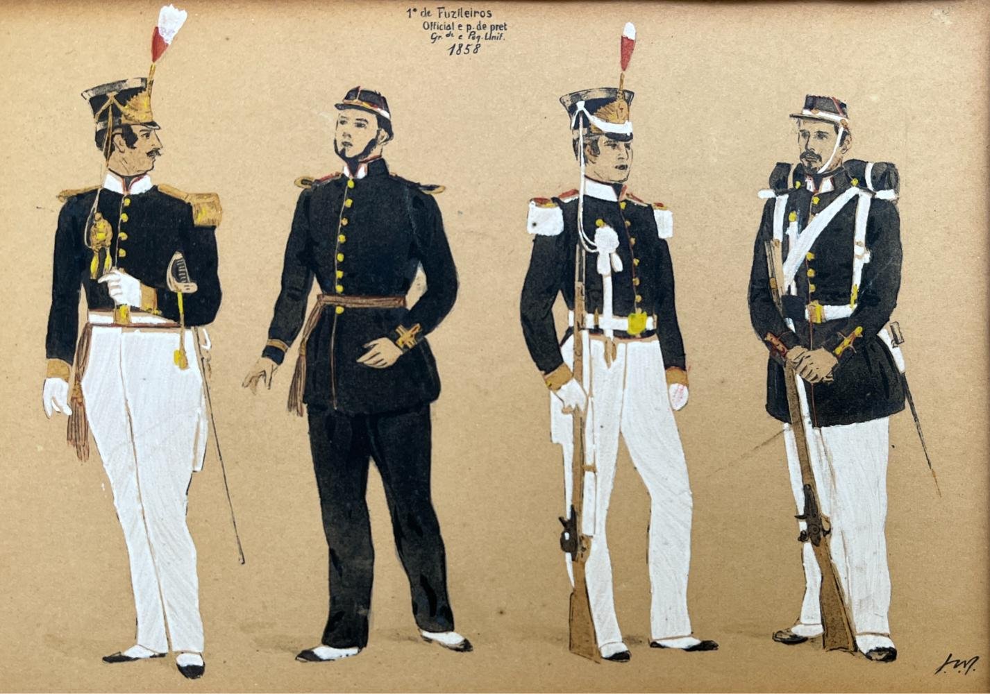 Par de acuarelas "Uniformes"