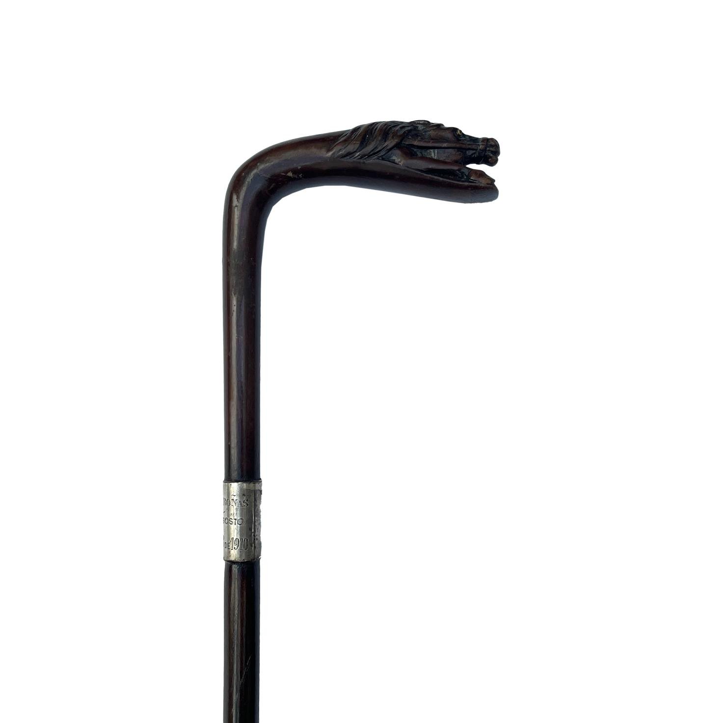 Bastón inglés en madera y plata