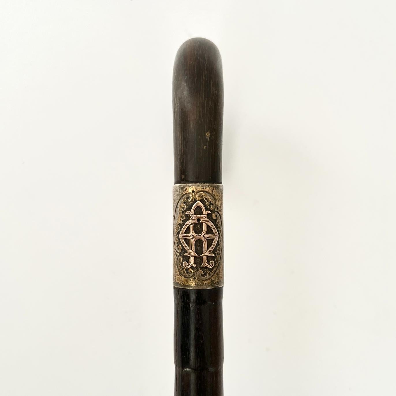Bastón caña malaca, guampa y plata - Imagen 2