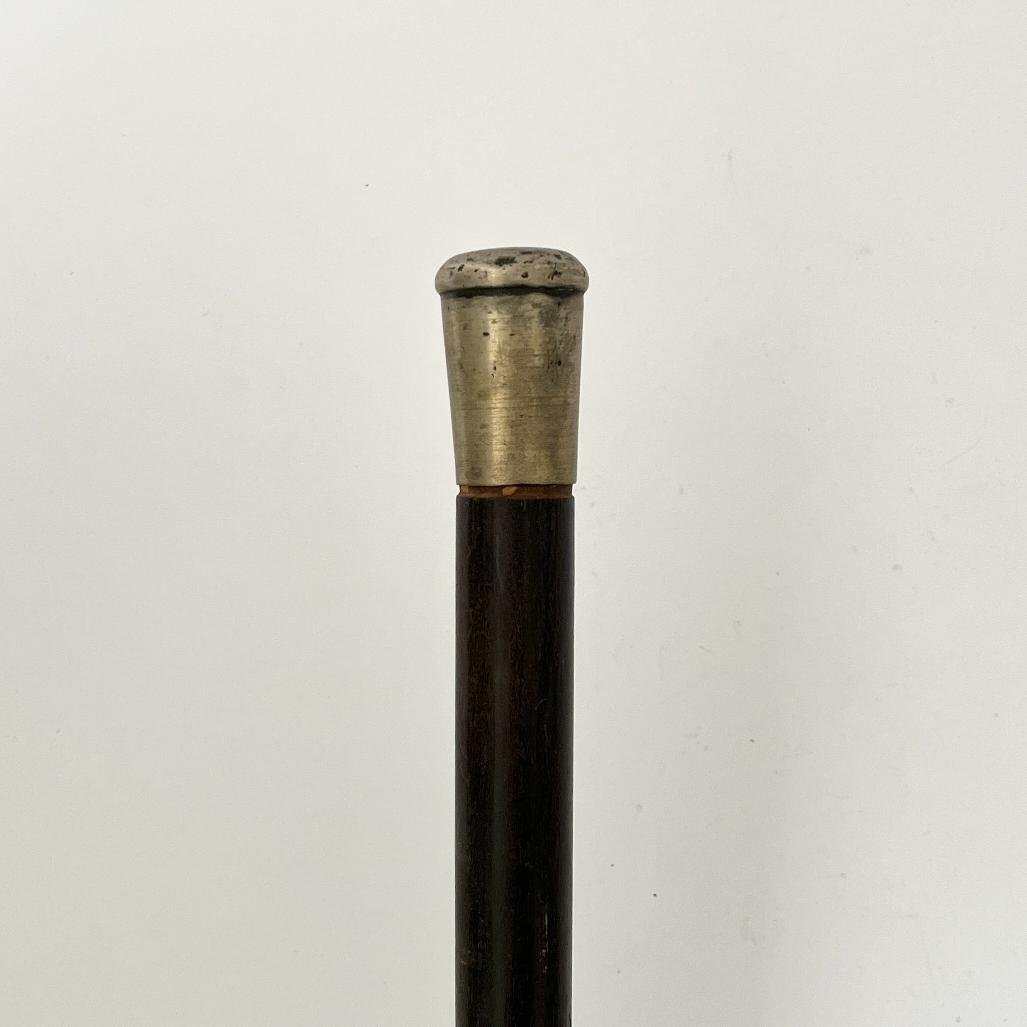 Bastón madera y plata