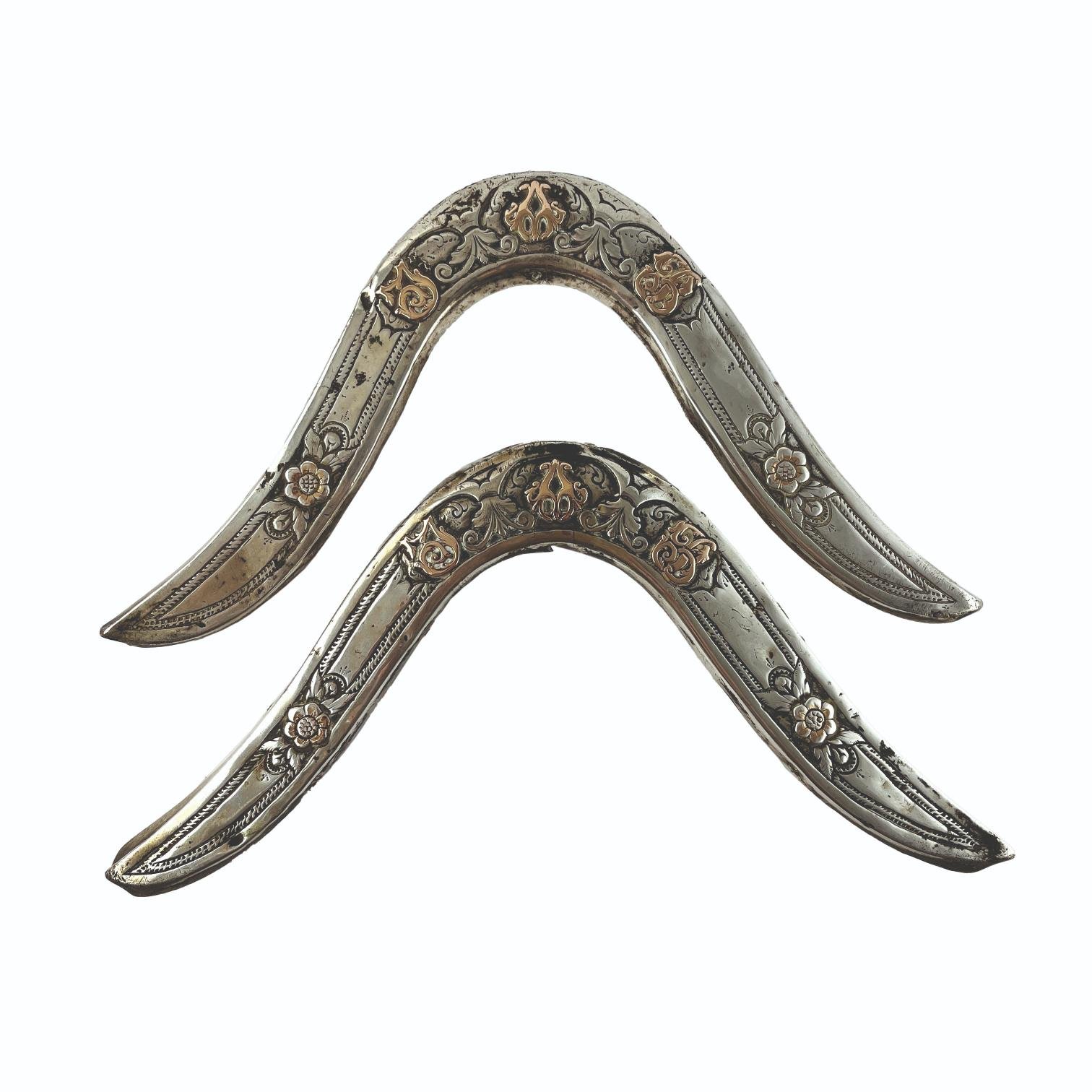 Par cabezadas de recado en plata y oro