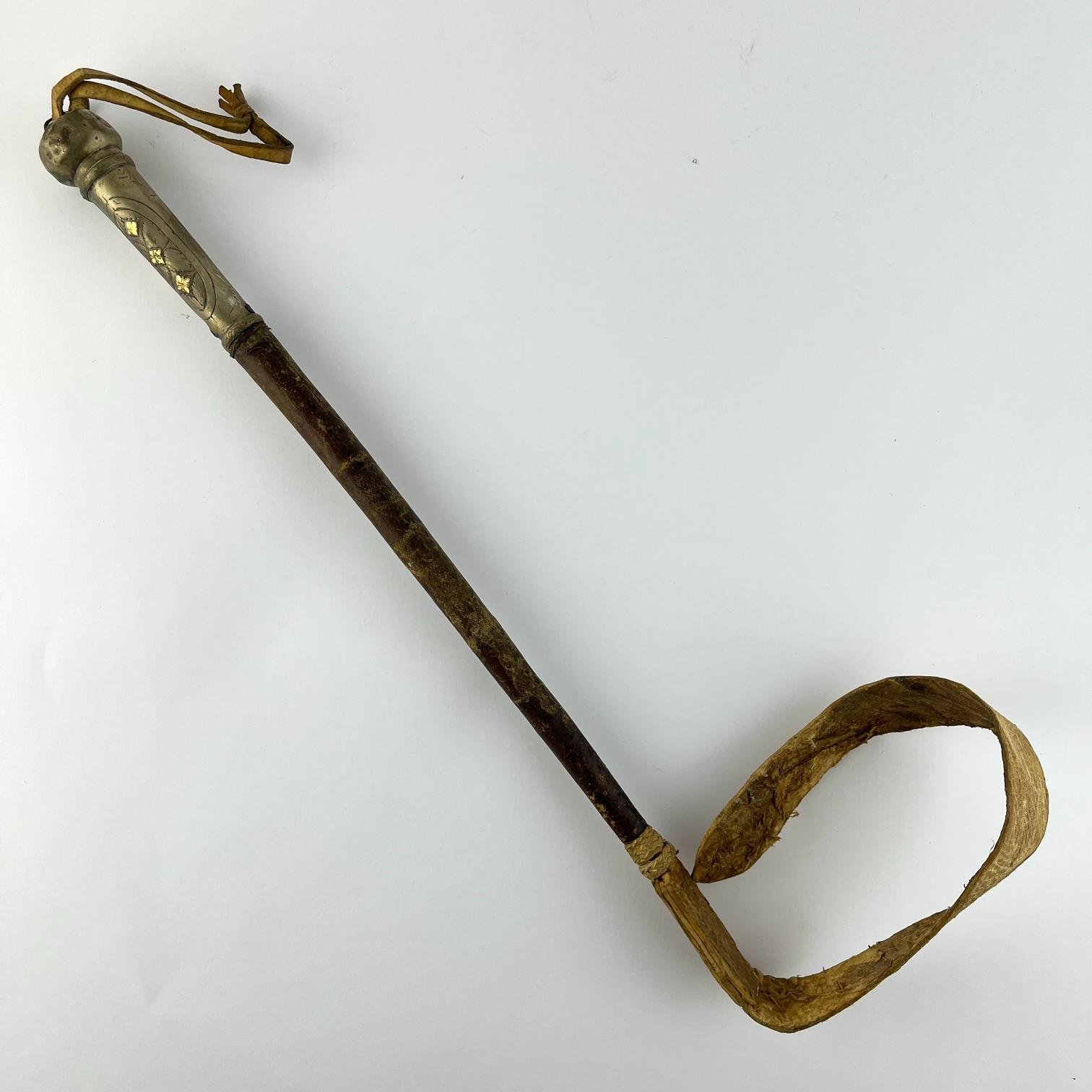 Rebenque en plata y oro