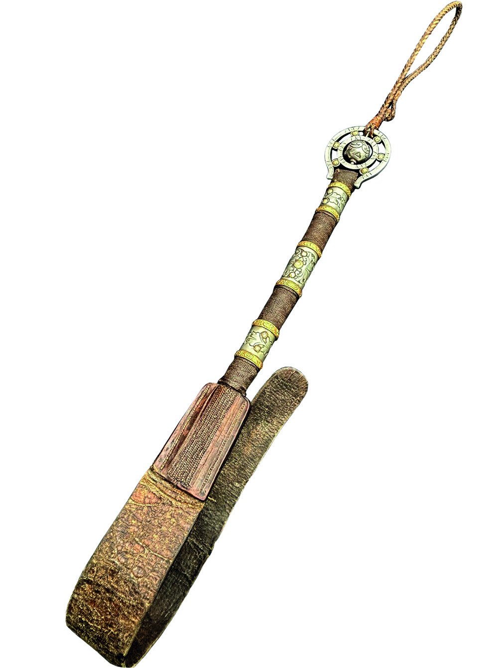 Rebenque de argolla en plata y oro