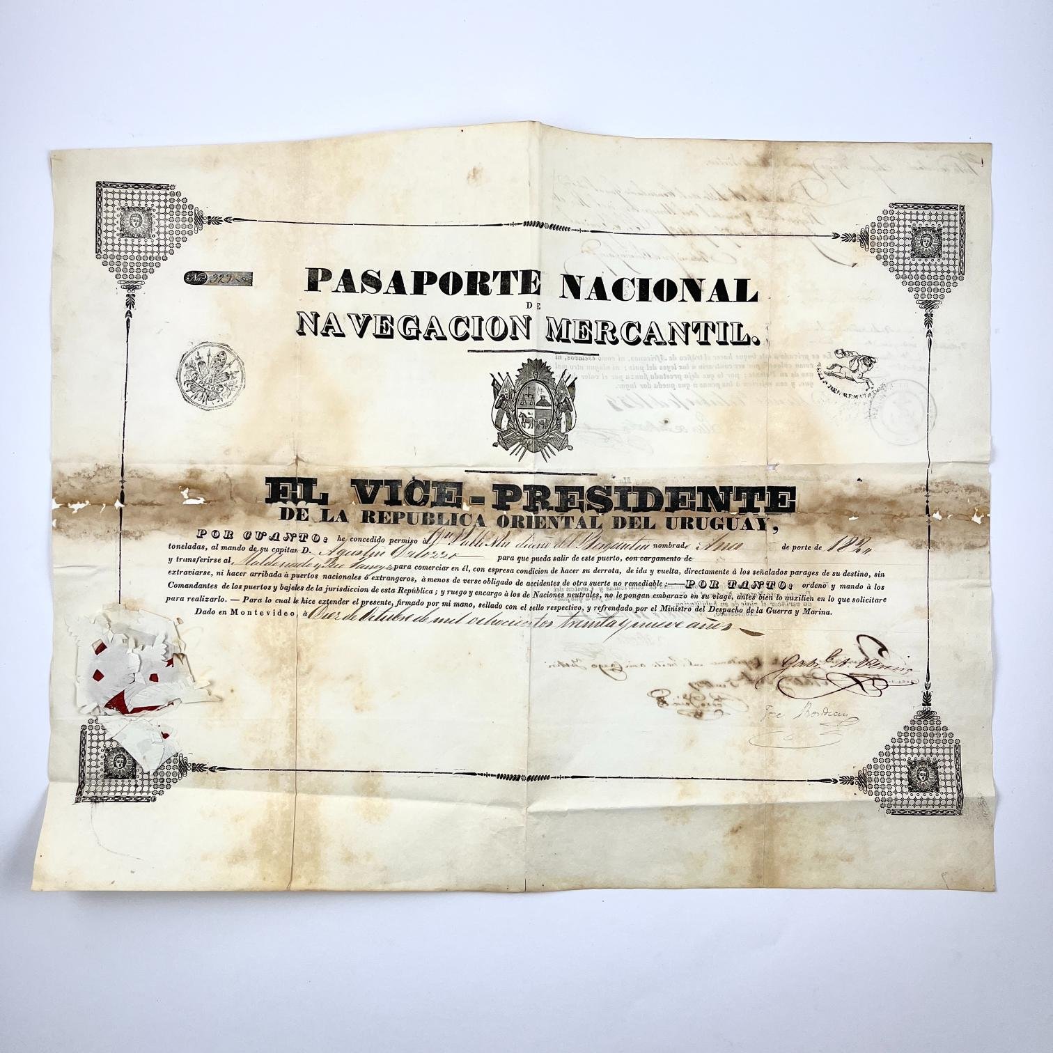 Pasaporte de navegación 1839