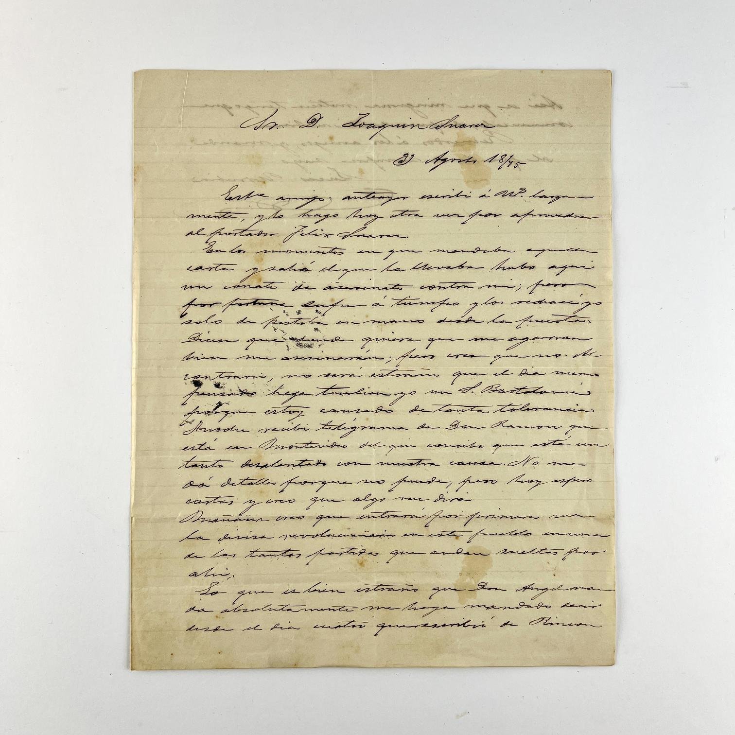 Carta manuscrita Lucas Urrutia