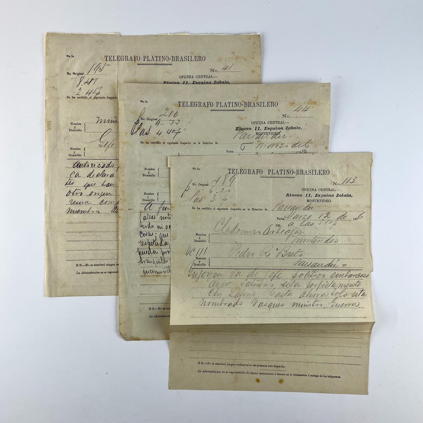 Tres telegramas época Latorre