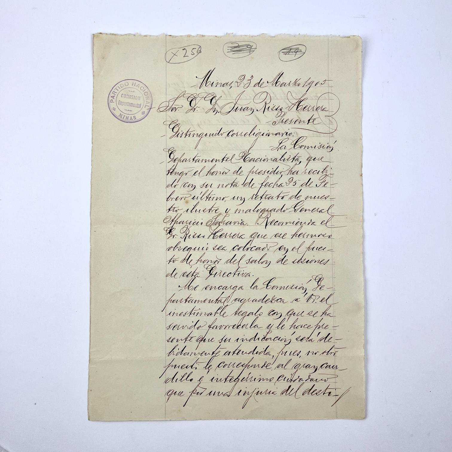 Carta "Retrato de Aparicio Saravia"