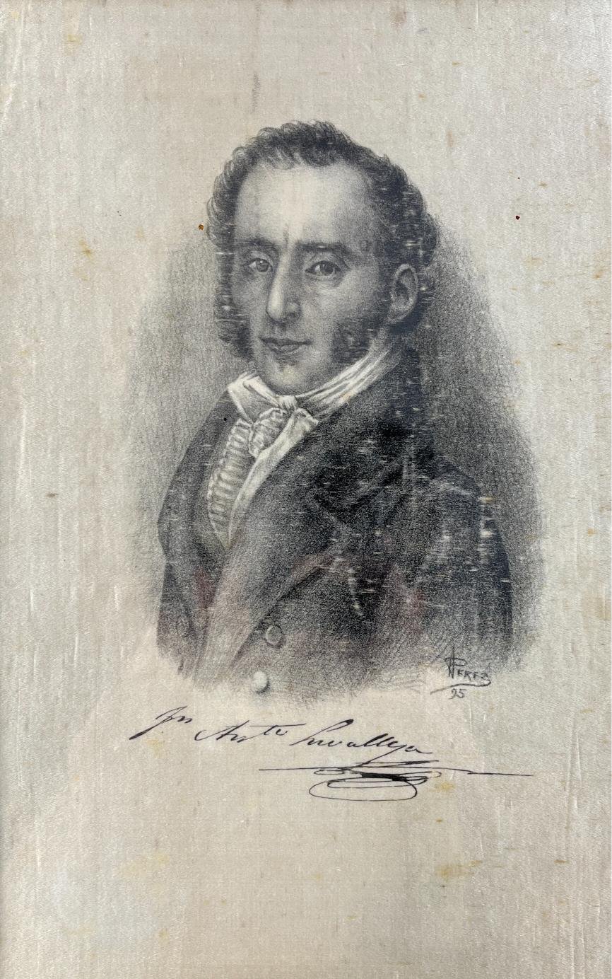 Litografía sobre seda "Juan Antonio Lavalleja"