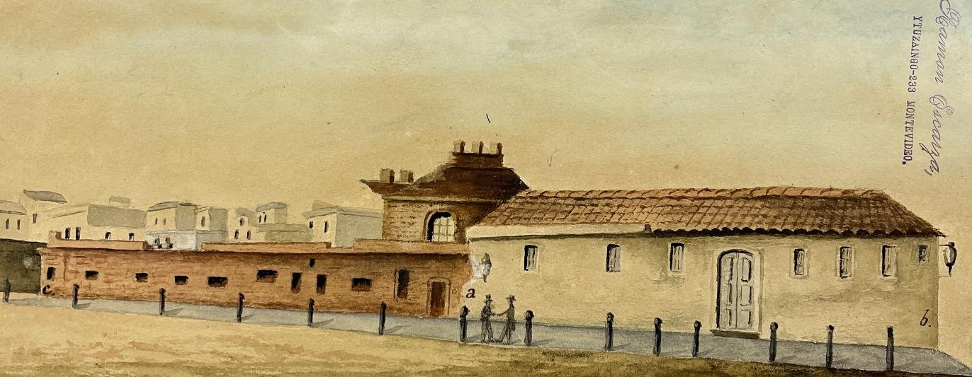 Acuarela sobre papel "Hospital de la Caridad de Montevideo"